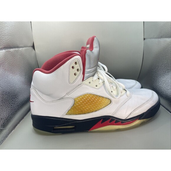 2020 Nike Air Jordan 5 V Retro Fire Red Silver Tongue Mens 13 White DA1911-102 main image 7